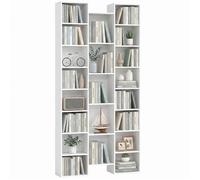 Bibliothèque - HOMCOM - 21 compartiments et 10 étagères réglables - bois - 89,5x23,5x181cm - blanc