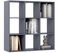 HOMCOM Bibliothèque, étagère de Rangement à 3 Niveaux avec 9 Compartiments Ouverts, Meuble de Rangement pour Salon, Bureau, Chambre, 91 x 29,5 x 91 cm, Gris