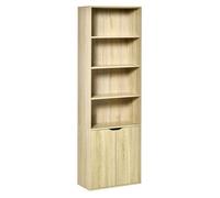 Bibliothèque - HOMCOM - 4 compartiments - meuble de rangement livres - 59x29x180 cm - Bois naturel