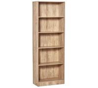 HOMCOM Bibliothèque, étagère de Rangement à 5 Niveaux avec étagères réglables, Meuble de Rangement pour Salon, Bureau, Chambre, 63 x 29,2 x 176 cm, Bois Naturel
