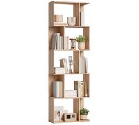 HOMCOM Bibliothèque à 5 Niveaux, Meuble de Rangement en Forme de S avec étagères, étagère de Rangement pour Salon, Chambre Bureau, 60 x 24 x 184,5 cm, Effet Bois Naturel