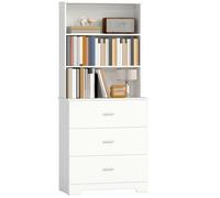 Bibliothèque - HOMCOM - 6 niveaux - 3 tiroirs et 3 étagères ouvertes - panneau de particules - 79 x 39,5 x 182,2 cm - blanc