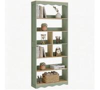 Bibliothèque - HOMCOM - 6 niveaux - 6 compartiments ouverts - bois - 76x24x180cm - bois naturel et vert