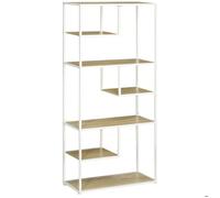 Bibliothèque - HOMCOM - 7 niveaux - cadre en acier - style industriel - pour salon chambre cuisine - 83 x 34 x 180 cm - blanc chêne