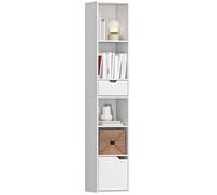 Bibliothèque - HOMCOM - avec tiroir, placard et compartiments ouvertes - pour salon, chambre bureau - 30 x 24 x 158 cm blanc