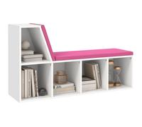 HOMCOM Bibliothèque Banc 2 en 1 avec 5 Compartiments de Rangement et 2 Coussins étagère de Rangement Livres 108 x 30 x 60 cm Blanc Rose