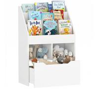 Bibliothèque - HOMCOM - étagère multi-rangement 3 étagères 2 niches grand tiroir mobilier - bois - blanc