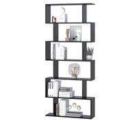 HomCom Bibliothèque étagère Zig Zag design contemporain 80×23×192 cm 6 niveaux Noir