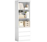 Bibliothèque HOMCOM haute de 180 cm avec 3 étagères et 3 tiroirs 60 x 35 x 180 cm en bois blanc
