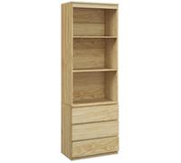 Bibliothèque HOMCOM haute de 180 cm avec 3 étagères et 3 tiroirs dim. 60L x 35l x 180H cm Panneaux Particules effet bois