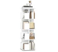 HOMCOM Bibliothèque rotative à 4 Niveaux, bibliothèque étagère Rangement avec 16 Compartiments, Meuble de Rangement pour Salon, Bureau, Chambre, 39 x 39 x 128,3 cm, Blanc