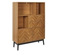 Home Deco Factory Bibliothèque Felix – 2 tiroirs, 2 portes – Marron et noir – 100x140x35 cm