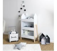 Bibliothèque - Home Deco Kids - Gabriel - Pratique - Esthétique - Blanc Et Marron - H100 X L60 X P92.5 Cm