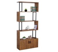 Bibliothèque Hwc-A27, 183x80cm, Compartiment Avec Porte Aspect Chêne Multicolore