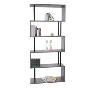 Mendler Bibliothèque HWC-A27 183x80cm 5 niveaux, structure 3D, Gris multicolore