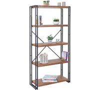 Bibliothèque HWC-A27, Étagère sur pied Étagère de salon, 165x80cm Structure 3D 5 niveaux ~ Aspect chêne sauvage
