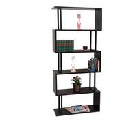 Bibliothèque Hwc-A27, Étagère De Salon, Structure 3d 183x80cm, 5 Niveaux Marron Foncé, Métal Noir Marron