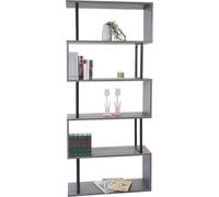 Bibliothèque HWC-A27, Étagère sur pied Étagère de salon, 183x80cm Structure 3D 5 niveaux ~ gris, métal noir