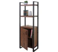 Bibliothèque HWC-A27, étagère sur pied étagère de salon, compartiment de rangement avec porte 165x55cm structure 3D aspect chêne sauvage