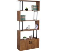 Bibliothèque MENDLER HWC-A27, 183x80cm, compartiment avec porte, aspect chêne Marron G