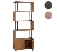 Bibliothèque Hwc-A27, Étagère Sur Pied Séparateur De Pièce Étagère De Salon, Compartiment De Rangement Avec Porte 183x80cm Structure 3d Brun Foncé Multicolore