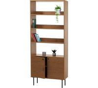 Bibliothèque HWC-N78, bibliothèque haute, style scandinave métal bois mélamine MVG 200x80x30cm ~ naturel