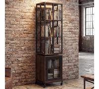 Mendler Bibliothèque HWC-P13 mélamine MVG 162x40x42cm Brun foncé