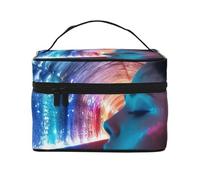 Bibliothèque Imprimés Trousse de maquillage de voyage à rabat Portable avec poignée pour femme Voyage et usage quotidien, Rêves holographiques, One Size, Trousse de maquillage
