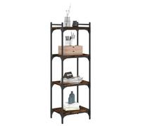 Bibliothèque Industrielle à 3 Niveaux, étagère Ouverte en Métal et Bois D'ingénierie en Chêne pour Salon et Bureau (Chêne fumé #38)