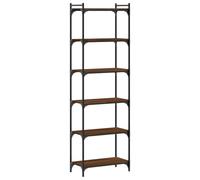 Bibliothèque Industrielle à 3 Niveaux, étagère Ouverte en Métal et Bois D'ingénierie en Chêne pour Salon et Bureau (Chêne Brun #26)