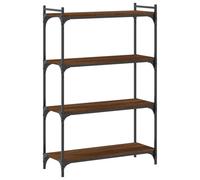 Bibliothèque Industrielle à 3 Niveaux, étagère Ouverte en Métal et Bois D'ingénierie en Chêne pour Salon et Bureau (Chêne Brun #43)