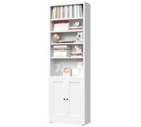 Bibliothèque industrielle en métal 5 étagères et 1 porte H180 x L60 x P23 6 cm blanche
