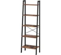 VASAGLE - Bibliothèque à 5 niveaux - Étagère Vintage en escalier - Marron Rustique et Noir
