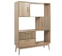 Bibliothèque Klaus avec tiroirs et portes - L. 100 x P. 35 x H. 140 cm - Bois