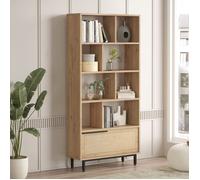 Bibliothèque Kvænangen 176 x 84 x 30 cm effet chêne aspect rotin noir