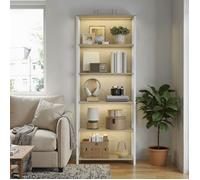 Bibliothèque LED à Lumière Réglable, Cadre en Acier, pour Salon, Chambre, Bureau, 30,3 x 60 x 178,6 cm