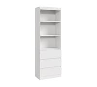 [en.casa] Étagère à Livres Moderne Bibliothèque Stable à 3 Niveaux et 3 Tiroirs Spacieux Compartiments Ouverts Design Épuré pour Chambre Salon Bureau Panneau de Particules 180 x 60 x 35 cm Blanc
