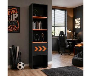 Bibliothèque LEVEL UP 197x52 Noir/Orange