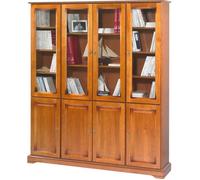 Bibliothèque - Louis-Philippe - Merisier - 8 Portes - 18 Niches - 15 Étagères