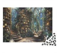 Bibliothèque Magique - Puzzle Forêt enchantée - Escaliers - Adultes à partir de 12 Ans - Jeu éducatif - Décoration intérieure - d'anniversaire Stimulant - 38 x 26 cm