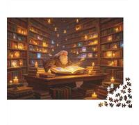 Bibliothèque Magique Savant Lecture Nocturne Puzzle 1000 Pièces Papier Puzzle pour Adultes Puzzle en Famille Décoration Détente Cadeau 70x50cm/1000pcs