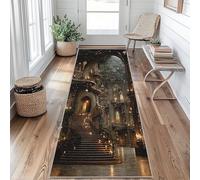 Bibliothèque Magique Tapis de Couloir Vintage Bibliothèque Tapis de Couloir Long 50x120cm Passage Antidérapant Lavable en Machine D'entrée Chambre Salon Descente de Lit Poil Ras Rug I&17