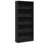 Bibliothèque - mango - Meuble de rangement - Noir - 80x24x176 cm - bois d'ingénierie M1216