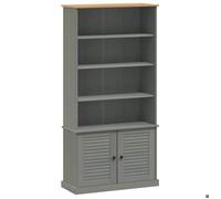 Bibliothèque - mango - Meuble de rangement - VIGO gris 85x35x170 cm - bois massif de pin M1031