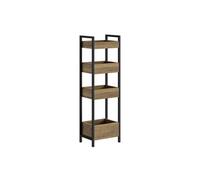 SoBuy | Bibliothèque marron à 4 caisses | Étagère murale en bois et métal | Range-caisses industriel 90×28×20 cm | Capacité de charge 30 kg | FRG226-H-F Marron