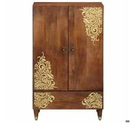 Bibliothèque Marron - LEMON® Haut Armoire - Armoire à vitrine - Buffet de rangement - Marron - 60x33x100cm - Bois de mangue massif 4