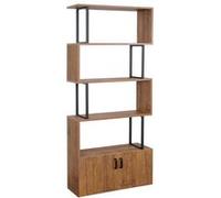 Bibliothèque Hwc-A27, 183x80cm, Compartiment Avec Porte Aspect Chêne Multicolore