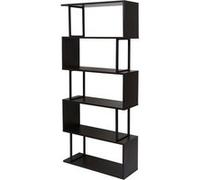 Bibliothèque Hwc-A27, Étagère De Salon, Structure 3d 183x80cm, 5 Niveaux Marron Foncé, Métal Noir Marron