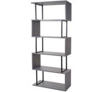 Bibliothèque HWC-A27, Étagère sur pied Étagère de salon, 183x80cm Structure 3D 5 niveaux ~ gris, métal noir