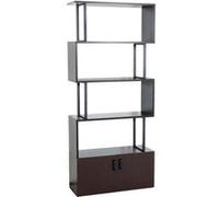 Bibliothèque Hwc-A27, Étagère Sur Pied Séparateur De Pièce Étagère De Salon, Compartiment De Rangement Avec Porte 183x80cm Structure 3d Brun Foncé Multicolore